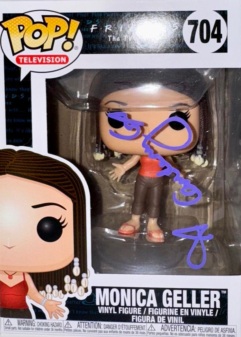 Courtney Cox Signed Funko Pop #704 "Monica Geller" Friends (Purple Ink) *RARE* - Beckett COA